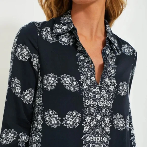 Tuckernuck Hyacinth House Navy Floral Millet Shirt Dress - Picture 5 of 8